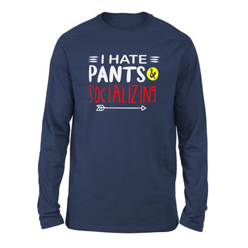 I Hate Pants & Socializing Men/Unisex Drop Shoulder Sweatshirt in Navy color